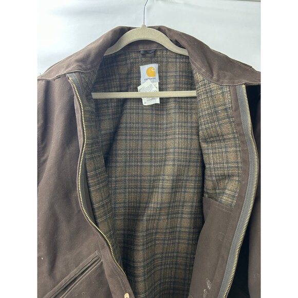 Vintage Carhartt Detroit Jacket Flannel Lined 2XL J200DKB Dark Brown Union Labor - Picture 15 of 16